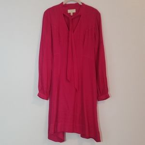 Anthropologie bright pink fuchsia dress longsleeve